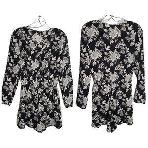 H&M Divided Romper Black &White Floral Size 8
